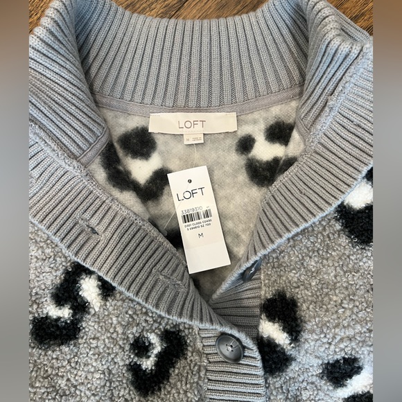 Loft Spotted Rib Trim Sherpa Top - Picture 5 of 6